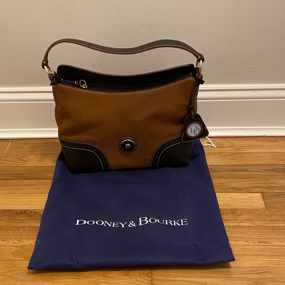Dooney & Bourke Tan and Black Nubuck Shoulder Bag